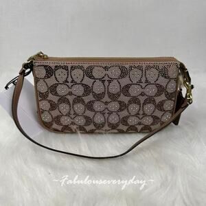 Coach Plaza Bag Shoulder Bag in Crystal Signature Jacquard Brass/Mushroom CFG63